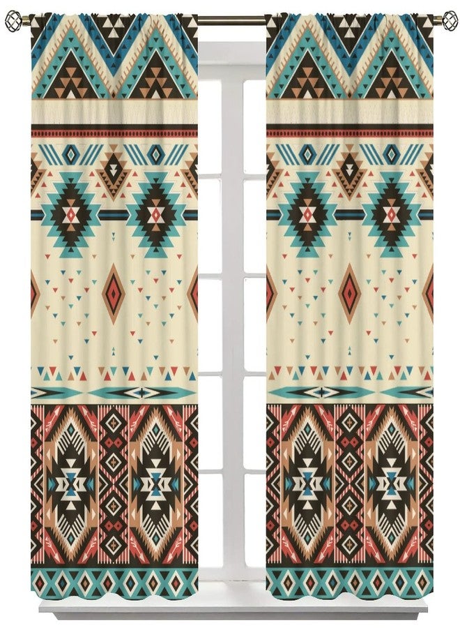 YCness Aztec Curtains for Bedroom, Southwestern Ethnic Geometric Window Treatments for Living Room,Tribal Navajo Boho Native American Pattern Drapes 2 Panel Set,42x54 Inch - Image 5